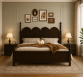 The Grand Arch Dark Espresso Bed – Solid Wood Arched Panel Bed with Chevron Detailing