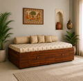 The Jodhpur Heritage Solid Wood Diwan Bed – Premium Single Sofa-Bed with Built-In Storage Drawers
