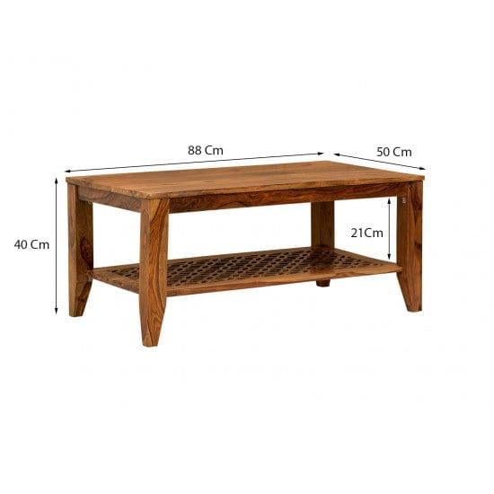 Kansas Carved net Coffee Table in Honey Finish - Marwar Craft & Furniture