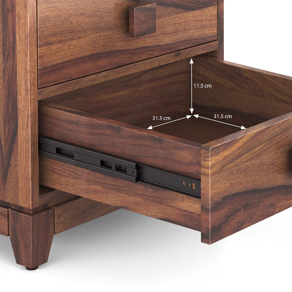 Magellan Solid Wood Bedside Table in Teak Finish - Marwar Craft & Furniture