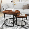 Round Nesting Coffee Table Modern Nesting Side Set of 2 End Table for Living Room Balcony Garden - Marwar Craft & Furniture