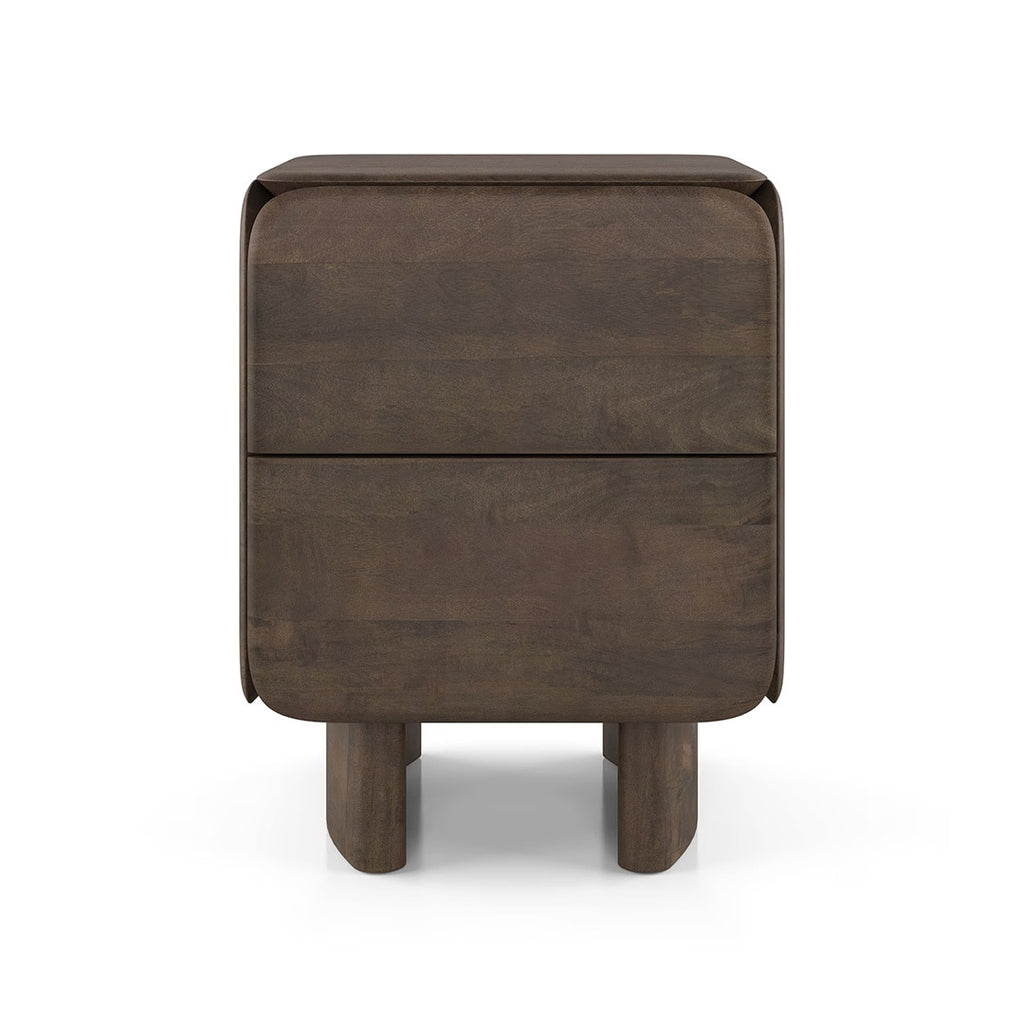 Olen Solid Wood Bedside Table In Danish Walnut Finish - Marwar Craft & Furniture
