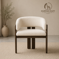 The Arc Split-Pillar Boucle Chair – Luxury Solid Wood Accent Chair with Textured Seating