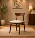 The Heritage Curved Back Dining Chair – Premium Solid Wood Accent Chair with Cushioned Seat