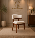 The Crest Curved Studio Chair – Premium Solid Wood Accent Dining Chair with Half-Barrel Backrest