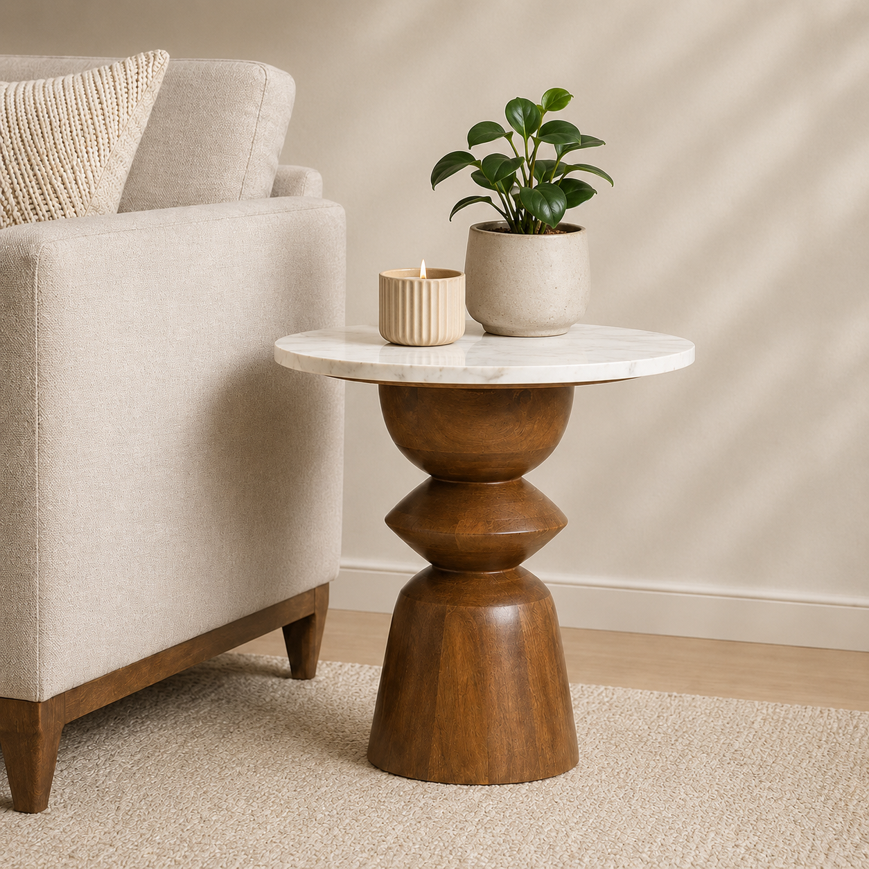 Buy Saaya Wooden Side Table - Marble Top Side Table Online | Marwar Craft & Furniture