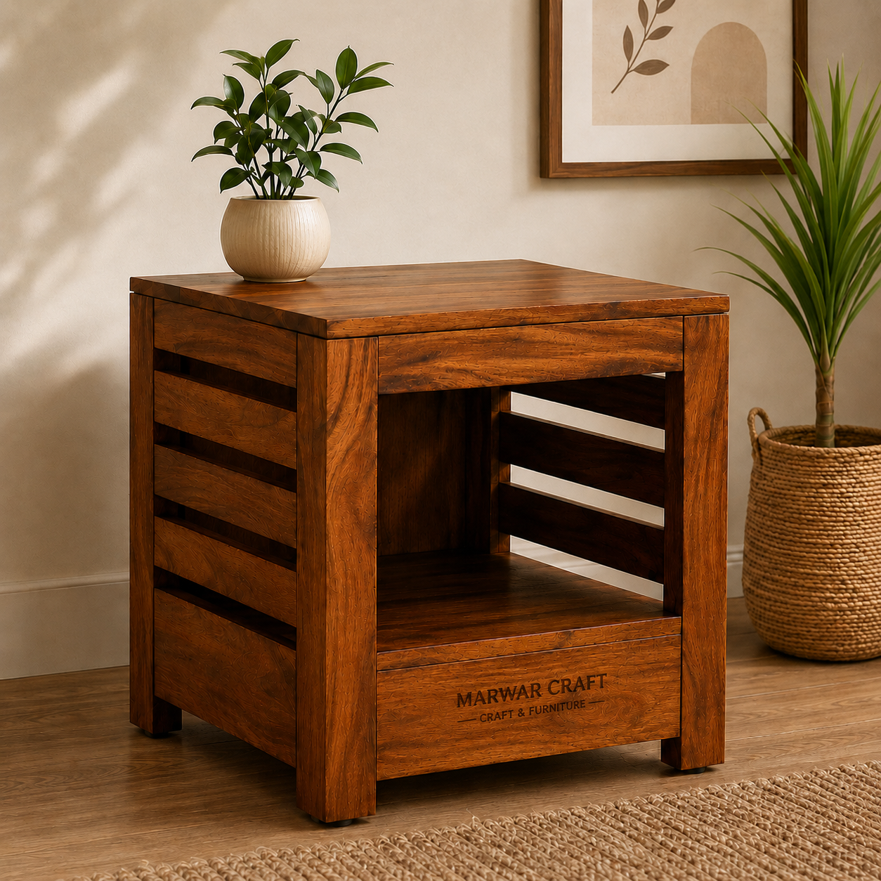 Nett Solid Sheesham Wood Bedside  1 – Marwar Craft & Furniture