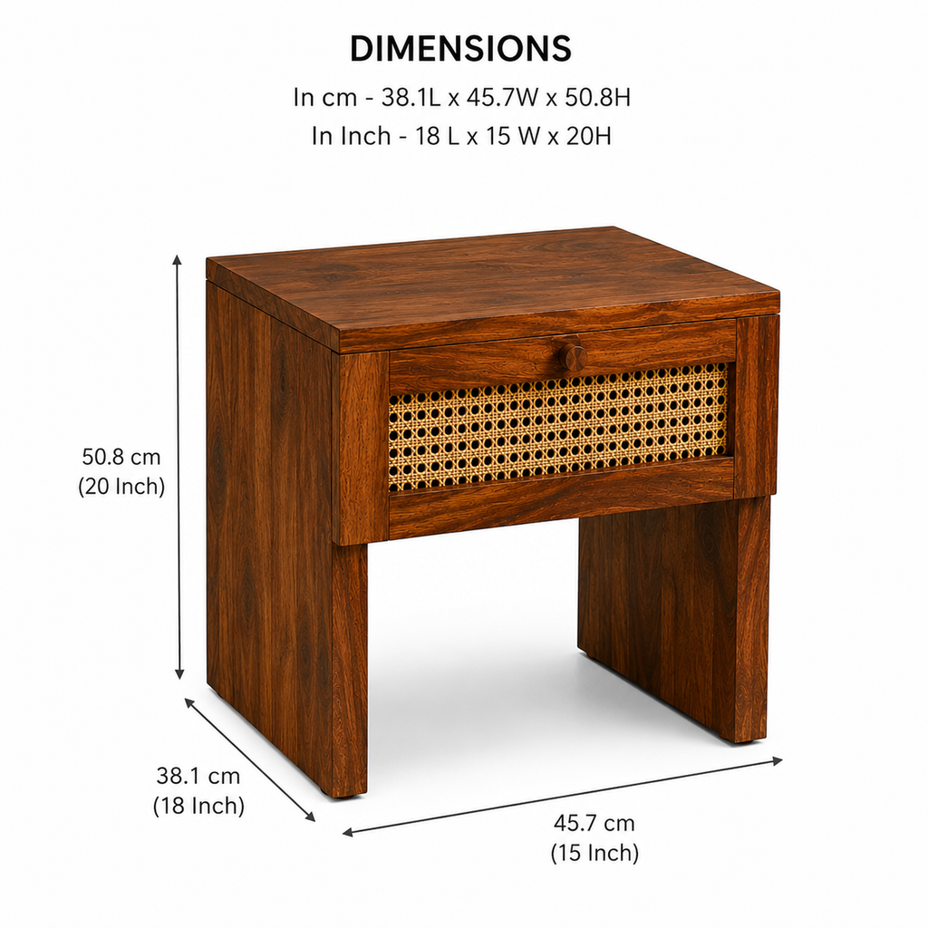 Nory Solid Sheesham Wood Bedside Table – Marwar Craft & Furniture
