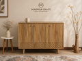 Verona Grid Wooden Sideboard Cabinet Three Doors - Marwar Craft & Furniture