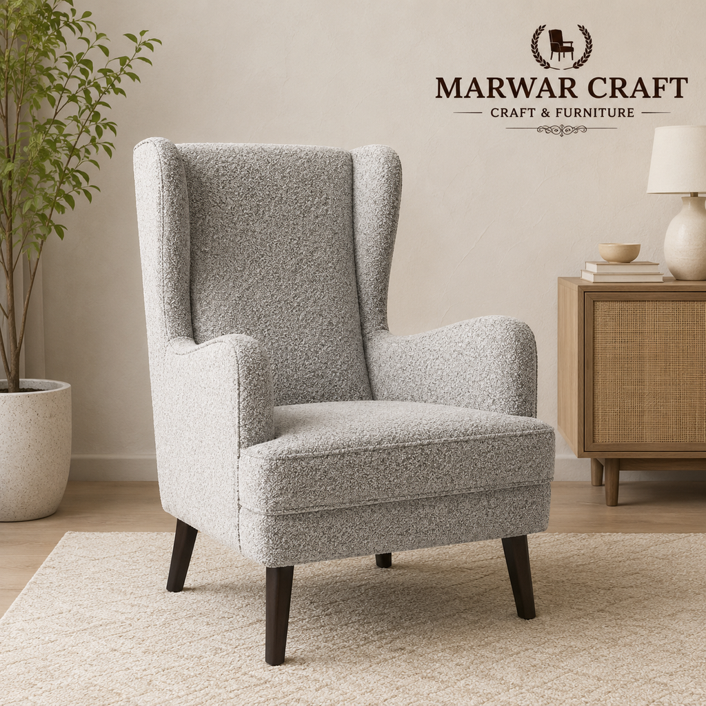 Marwar Craft Wingback Accent Chair | Premium Upholstered Lounge Armchair