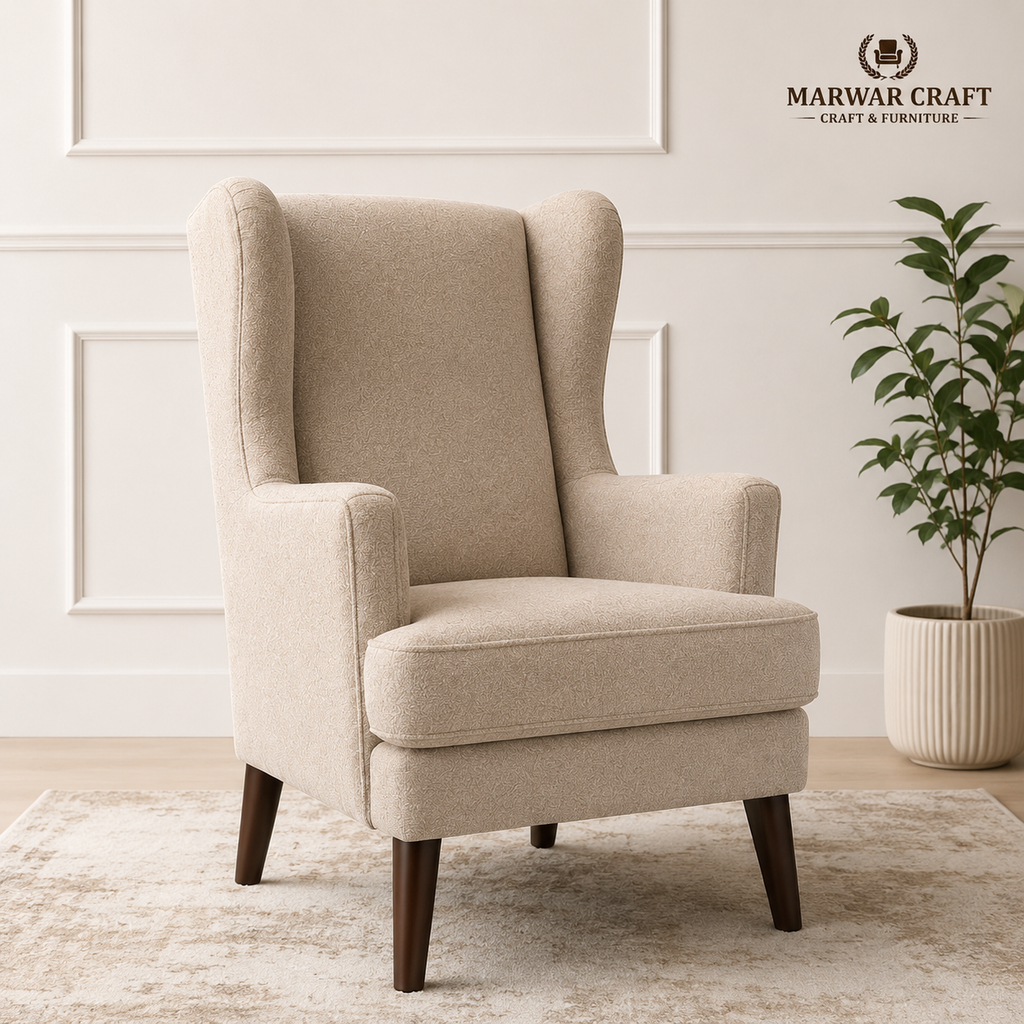 Marwar Craft Premium Wingback Accent Chair | Upholstered Lounge Chair for Living Room