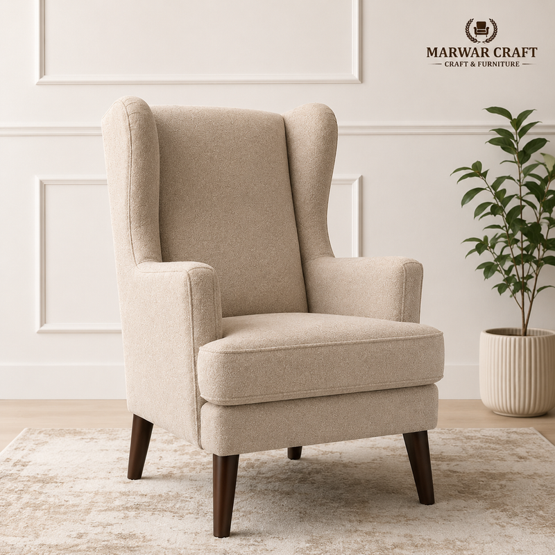 Marwar Craft Premium Wingback Accent Chair | Upholstered Lounge Chair for Living Room