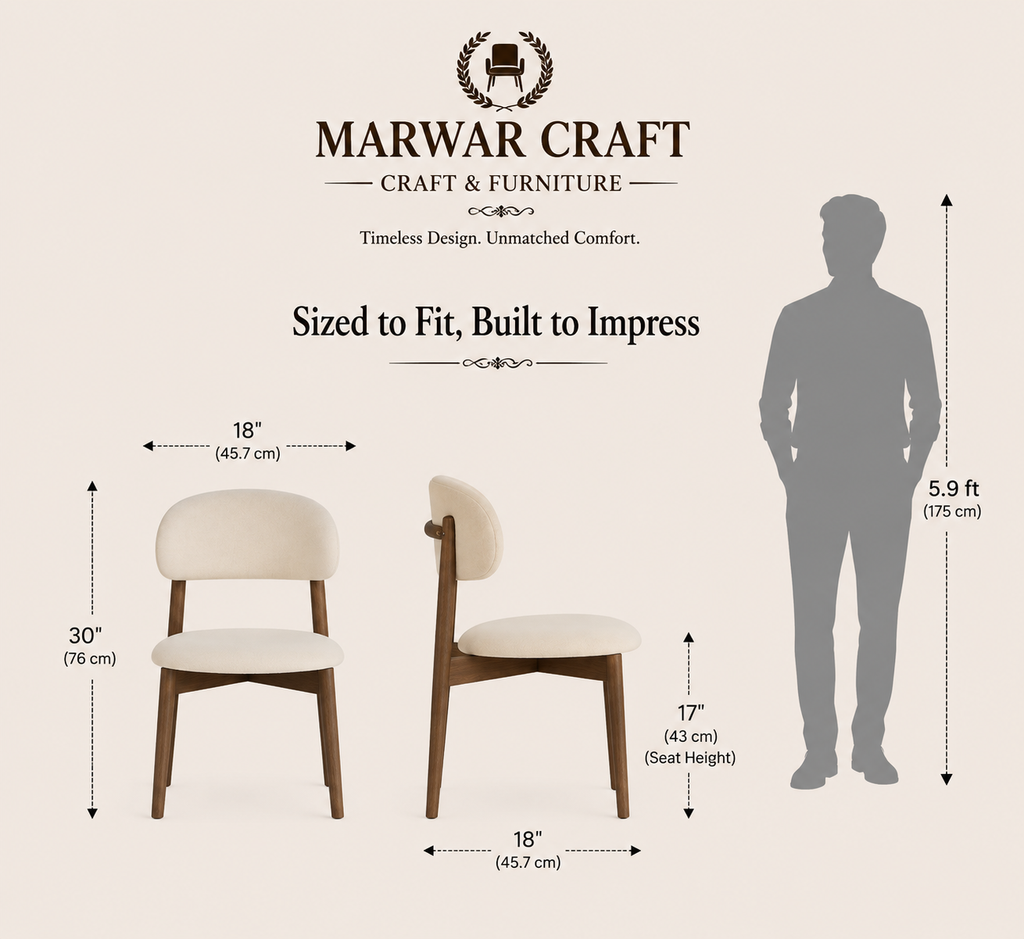 Marwar Craft Nordic Dining Chair | Premium Upholstered Wooden Dining Chair