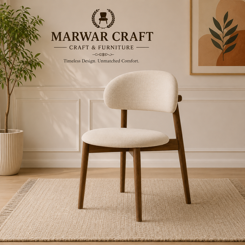 Marwar Craft Nordic Dining Chair | Premium Upholstered Wooden Dining Chair