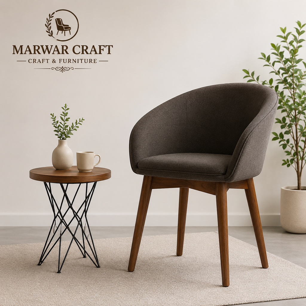 Marwar Craft Premium Barrel Accent Chair | Modern Upholstered Dining &amp; Lounge Chair