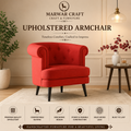 Marwar Craft Chesterfield Upholstered Armchair | Premium Fabric Lounge Chair with Solid Wood Legs