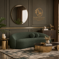 The Nordic Curved Accent Chair – Premium Solid Wood Dining Chair with Boucle Cushioning