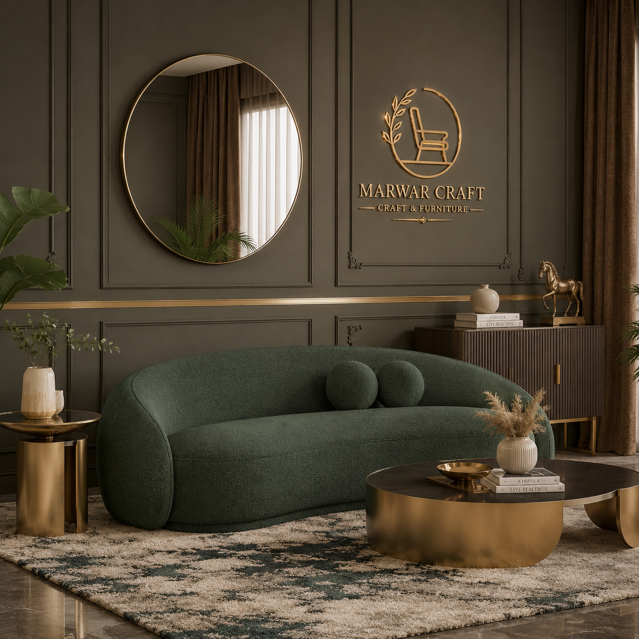 The Nordic Curved Accent Chair – Premium Solid Wood Dining Chair with Boucle Cushioning