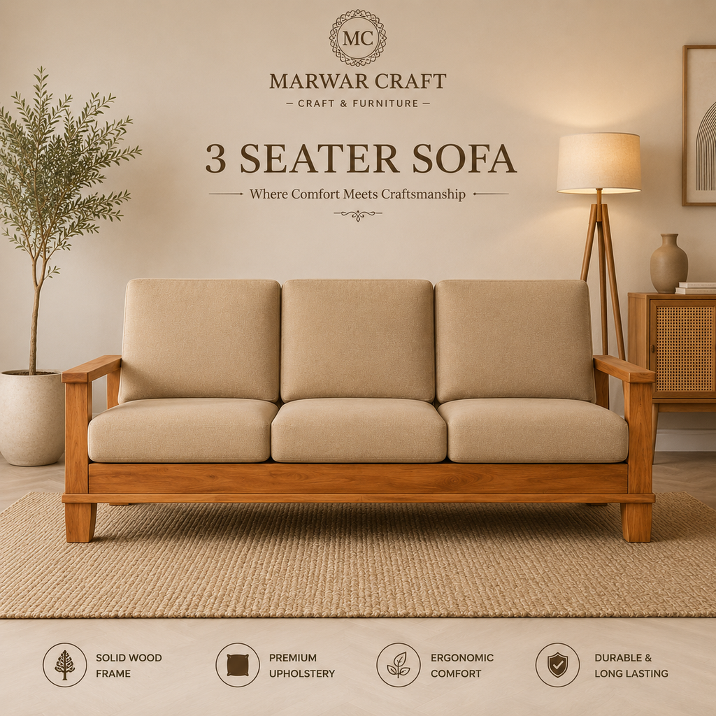 The Heritage Wooden Armchair – Premium Single Seater Sofa Lounge Chair with Solid Timber Frame