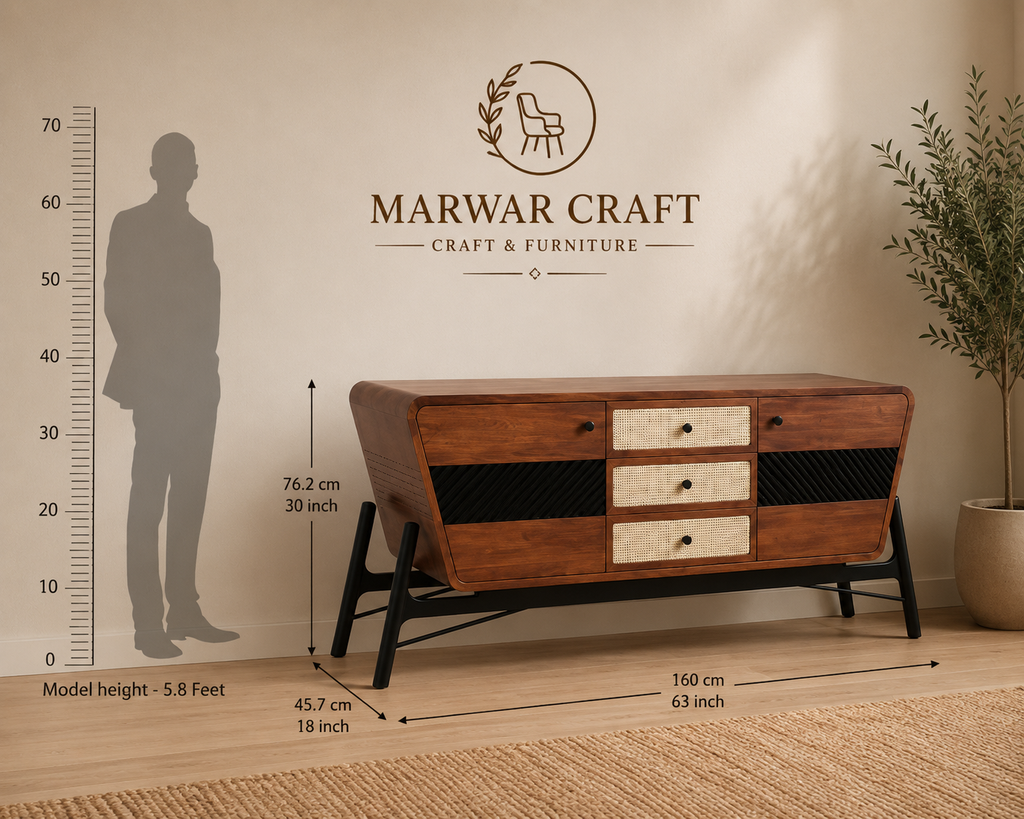 Sheesham Wood Cabinet and Sideboard (Honey Finish) -Marwar Craft & Furniture