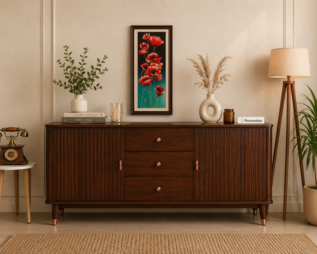 Eiffel Solid Wood Sideboard Cabinet Two Doors and Three Drawers - Marwar Craft & Furniture