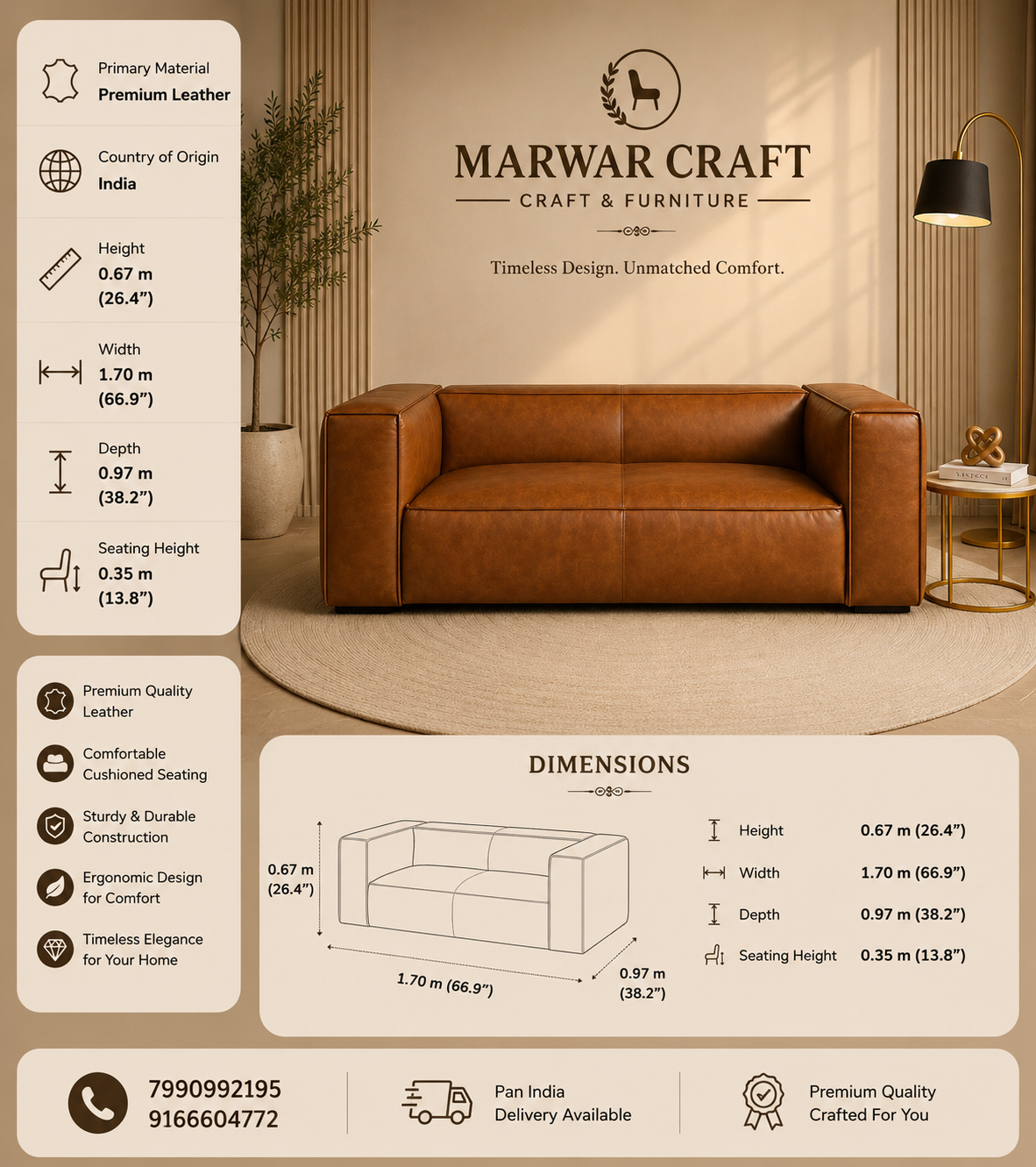 The Classic Lounge Accent Chair – Premium Cream Fabric Single-Seater Luxury Armchair