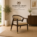Marwar Craft Premium Wooden Lounge Chair | Modern Curved Arm Accent Chair