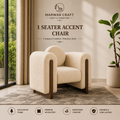 Marwar Craft & Furniture Modern Bouclé Accent Chair | Single Seater Lounge Sofa Chair with Solid Wood Frame