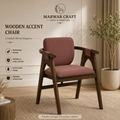 Marwar Craft Premium Wooden Accent Chair | Solid Wood Lounge Chair with Upholstered Seat & Backrest