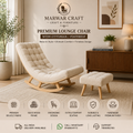 Marwar Craft Premium Lounge Chair with Ottoman | Bouclé Fabric Relax Chair & Footrest
