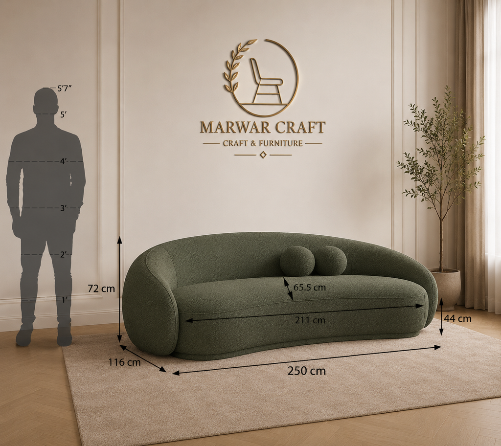 The Nordic Curved Accent Chair – Premium Solid Wood Dining Chair with Boucle Cushioning