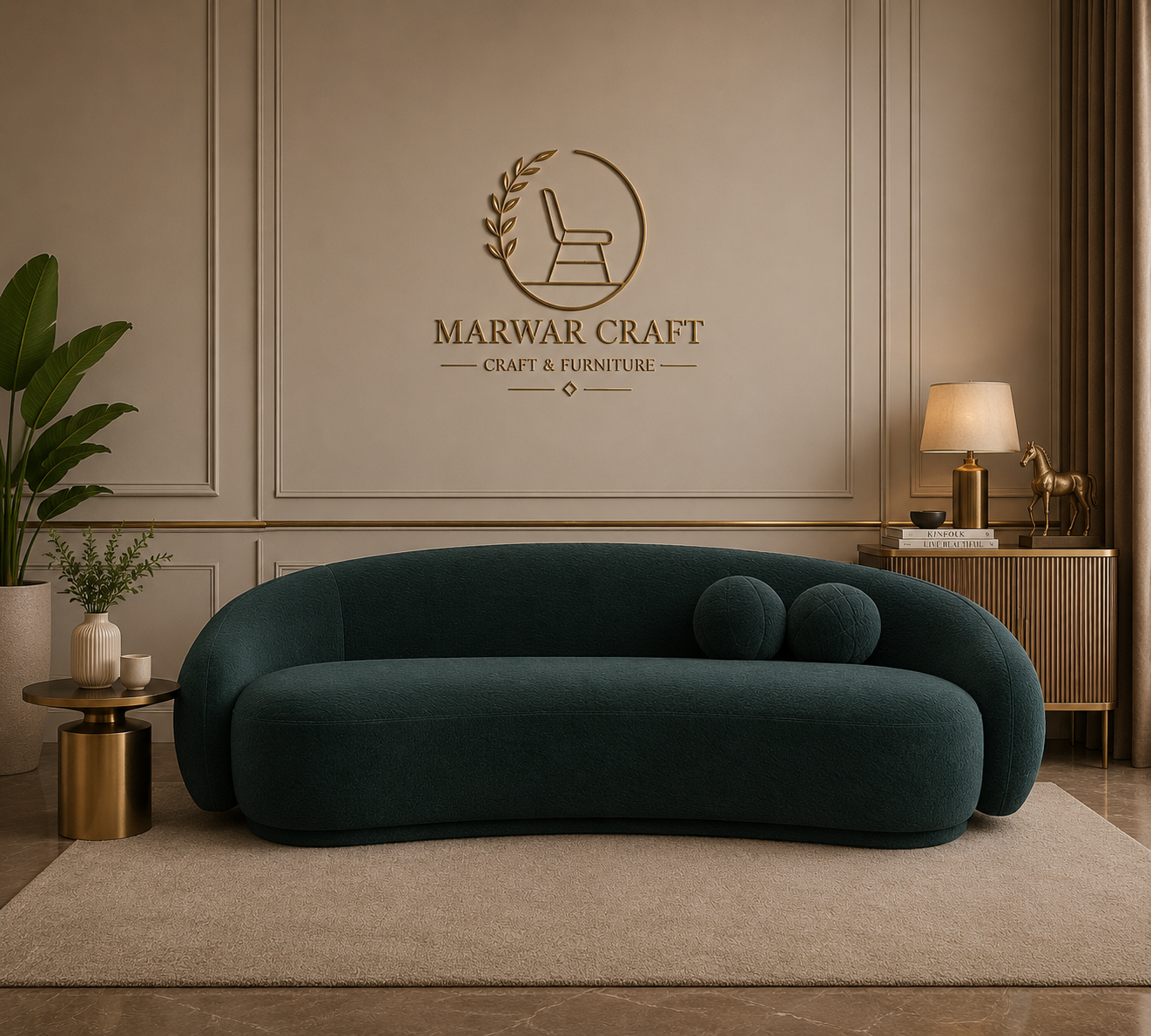 The Nordic Curved Accent Chair – Premium Solid Wood Dining Chair with Boucle Cushioning