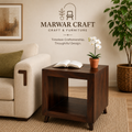 Bedside Table - Dark Walnut Finish - Marwar Craft & Furniture