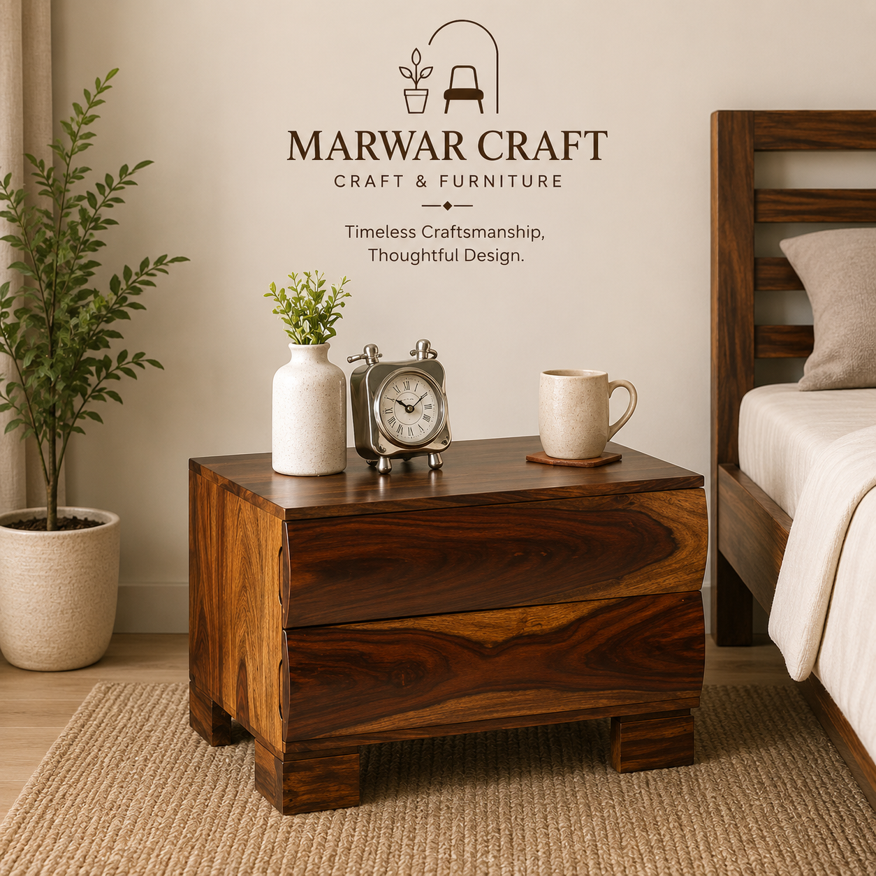 Eliot Bedside Table - Globally Indian -Marwar Craft & Furniture