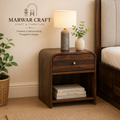 Yashvi Solid wood one Drawer bedside in Provincial Teak - Marwar Craft & Furniture