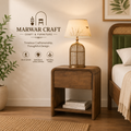 Hiro Solid Wood Bedside Table In Danish Walnut Finish - Marwar Craft & Furniture