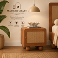Takai Bedside Table in Red Cedar Finish - Marwar Craft & Furniture