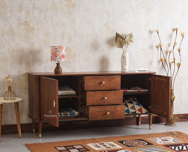 Eiffel Solid Wood Sideboard Cabinet Two Doors and Three Drawers - Marwar Craft & Furniture
