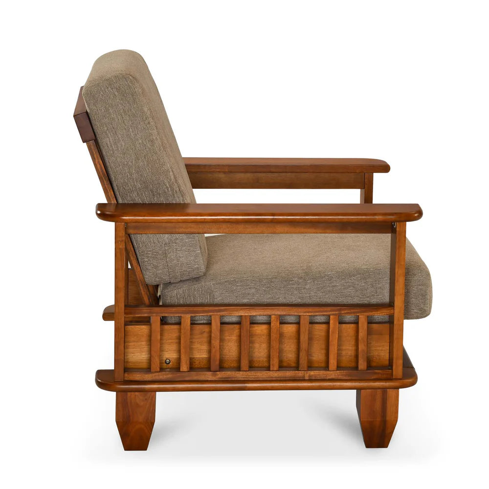 The Heritage Wooden Armchair – Premium Single Seater Sofa Lounge Chair with Solid Timber Frame