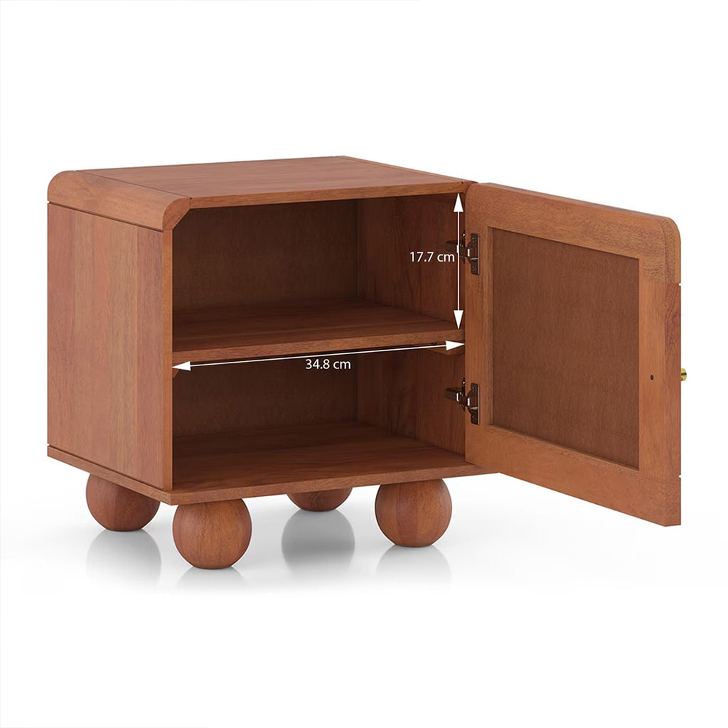 Takai Bedside Table in Red Cedar Finish - Marwar Craft & Furniture