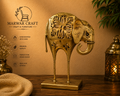 The Marwar Royal Ambari – Handcrafted Long-Legged Golden Metal Elephant Decorative Figurine