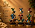 The Royal Mewar Symphony – Handcrafted Rajasthani Metal Musicians (Set of 3) Tabletop Figurines