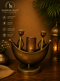 The Auspicious Desk Grace – Handcrafted Metal Ganesha &amp; Mushak Pen Holder with Mobile Stand