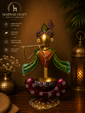 The Tribal Voyager Radiance – Handcrafted Antique Gold Metal Boat Musicians T-Light Holder
