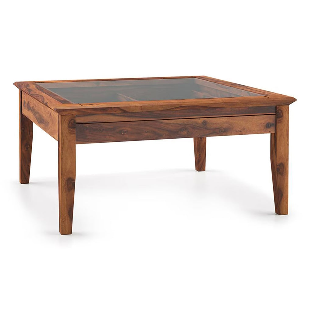 Tate Square Solid Wood Coffee Table In Teak Finish - Marwar Craft & Furiniture