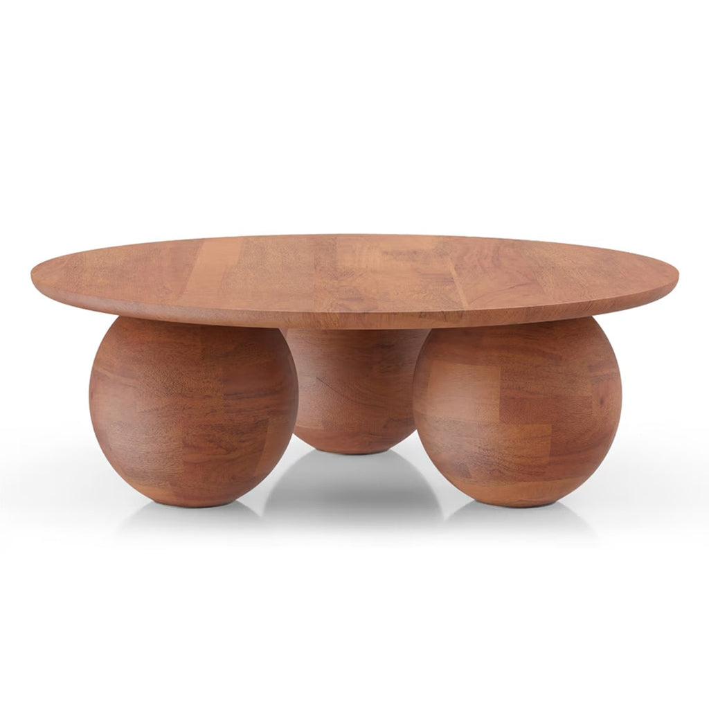 Takai Round Solid Wood Coffee Table in Red Cedar Finish - Marwar Craft & Furiniture