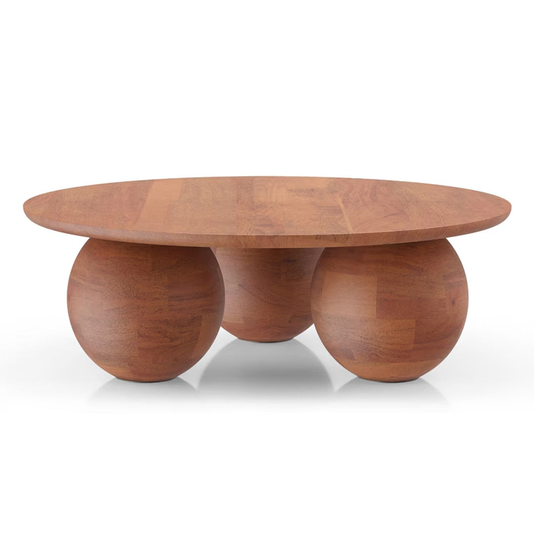 Takai Round Solid Wood Coffee Table in Red Cedar Finish - Marwar Craft & Furiniture