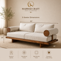 The Cylinder Architectural Sofa – Premium Solid Wood 3-Seater Couch with Bolster Cushions