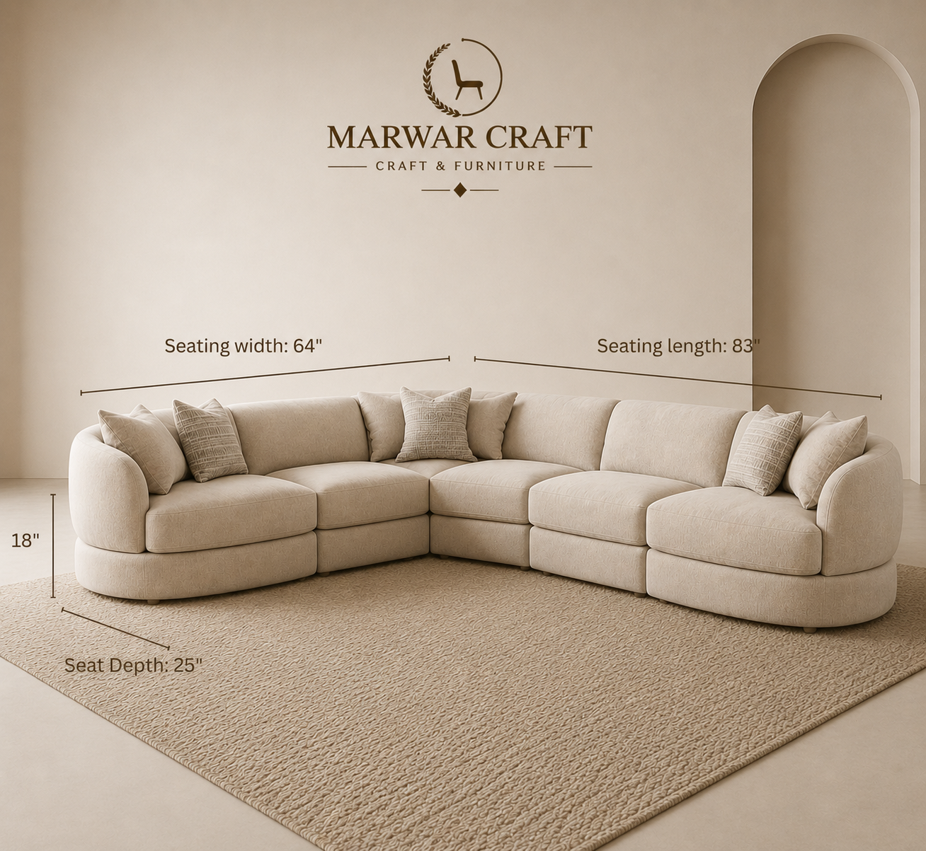 The Horizon Curved Sectional Sofa – Premium Large Multi-Piece C-Shape Corner  Fabric Couch