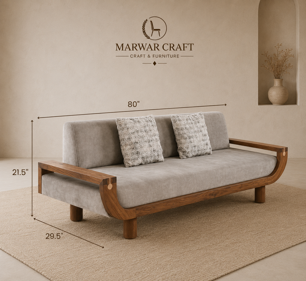The Emerald Arc Curved Sofa – Premium Boucle 3-Seater Cloud Couch with Round Accent Pillows